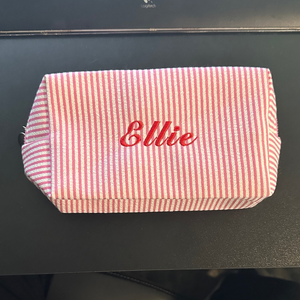 Striped Pink Cosmetic Bag